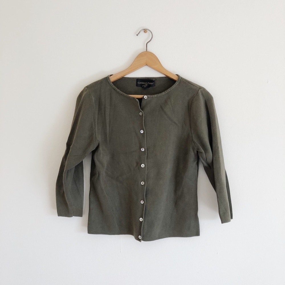 Olive button up cardigan